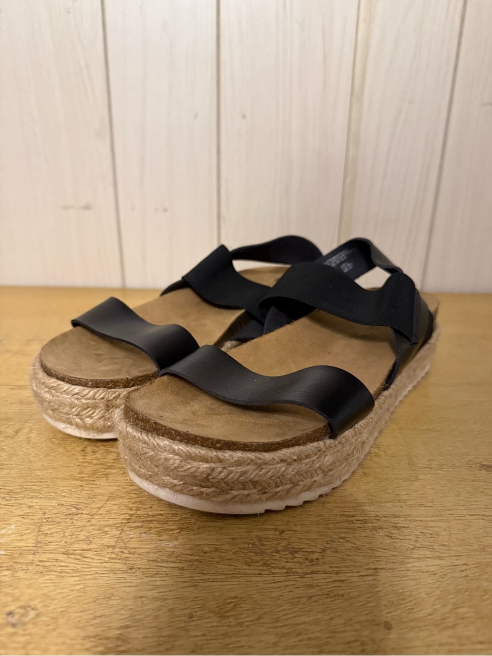 Big Buddha Black Platform Espadrille Sandals